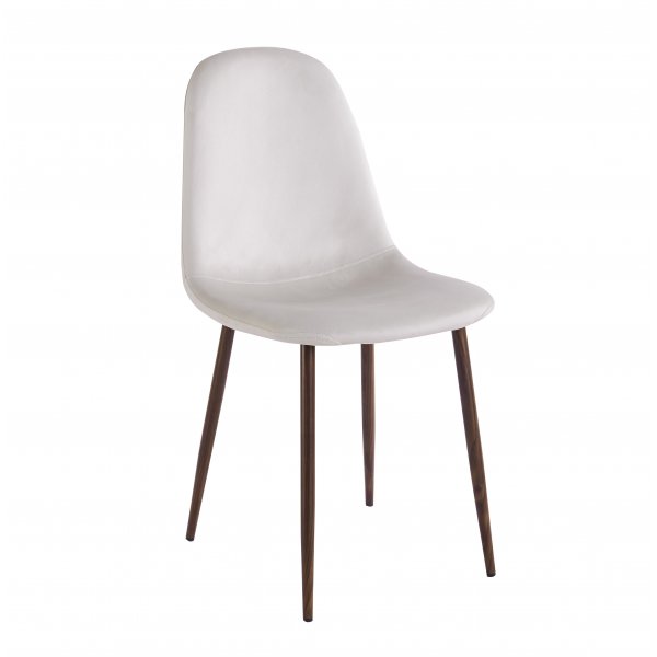 Dana spisebord �105 cm i valn�tt med 4 Alfred spisestoler i beige fl�yel og ben i valn�tt