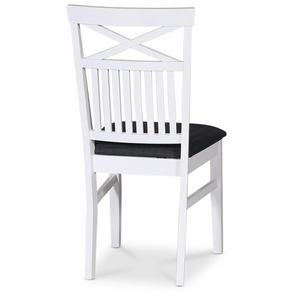 Skagen stol med kryss- og stoffsete - Hvit / Grå + Tekstilrens for møbler Skagen stol med kryss- og stoffsete - Hvit / Grå + Tekstilrens for møbler