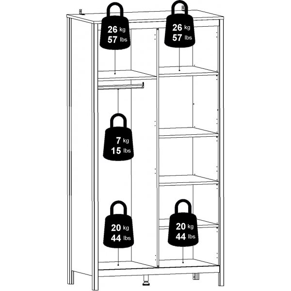 Madrid garderobe med 2 dører - Sort Madrid garderobe med 2 dører - Sort