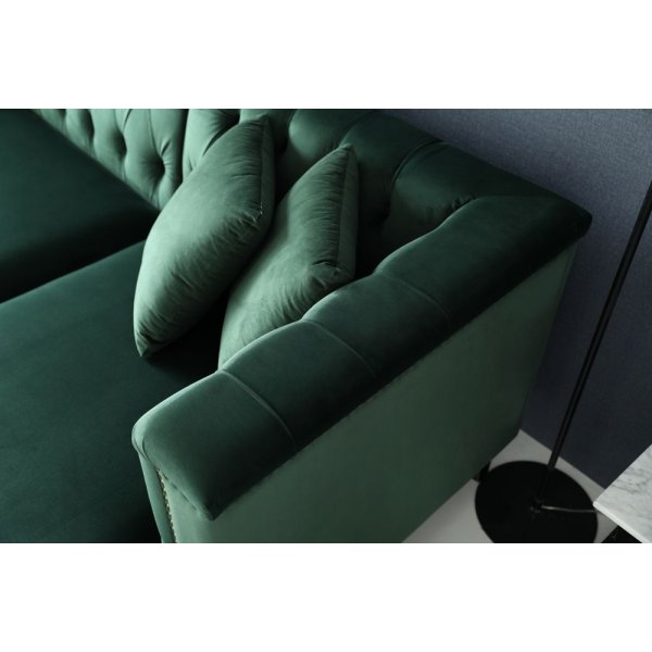 Dotto divansofa med nagler - Grønn fløyel Dotto divansofa med nagler - Grønn fløyel