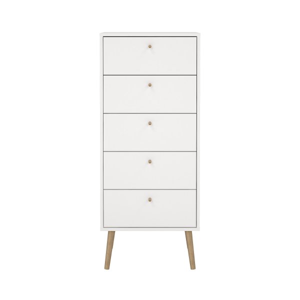 Bodo kommode med 5 skuffer - hvit
