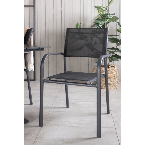 Denver uteservering sett med 4 Santorini stoler - Svart Denver uteservering sett med 4 Santorini stoler - Svart