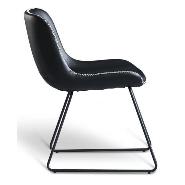 Granitt spisegruppe; Bord 180x90 cm Eik/Sort med 6 Texas spisestuestoler Sort PU Granitt spisegruppe; Bord 180x90 cm Eik/Sort med 6 Texas spisestuestoler Sort PU