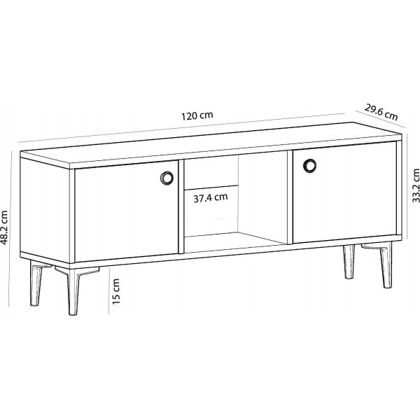 Parion mediebenk - Safir/eik/hvit Parion mediebenk - Safir/eik/hvit