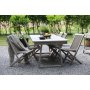 Spisegruppe Salt, gr teak: Bord 240 cm inkludert 6 stk. sammenleggbare stoler i gr teak