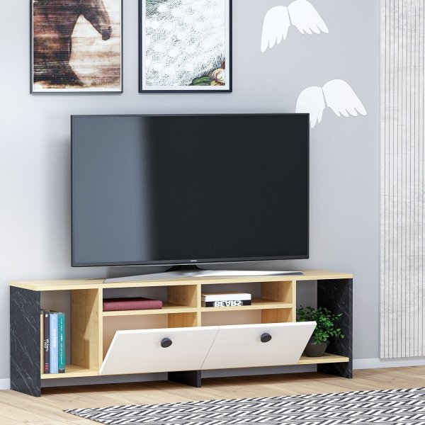 Monster mediebenk - Safir/eik/svart/hvit