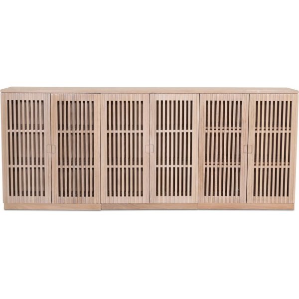 Level sideboard med drer i ribber B210 cm - Whitewash