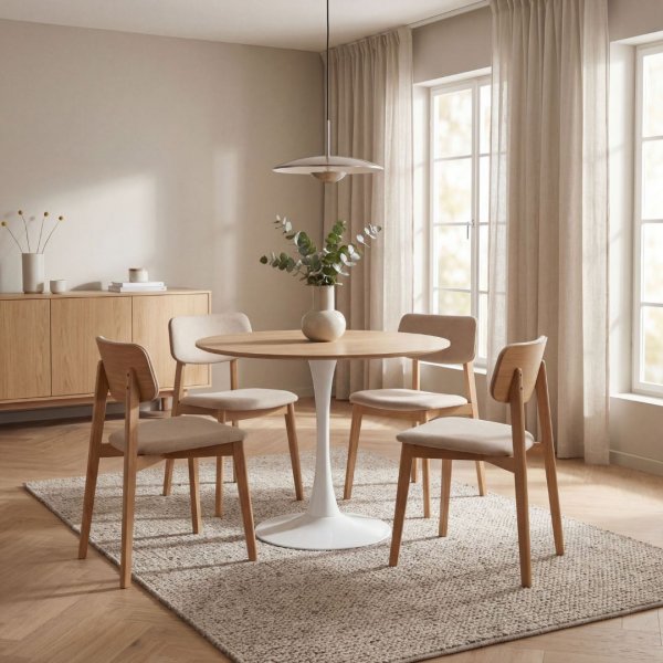 Spisebord eik/hvitt �80 cm - Astrid