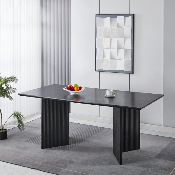 Crossby spisebord 180x90 cm - Sortbeiset eik