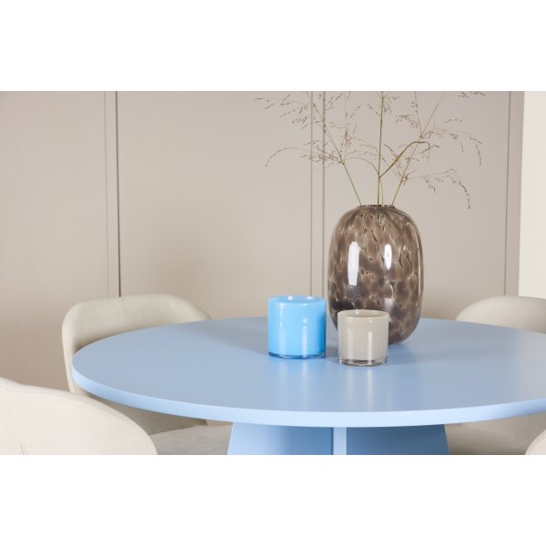 Bootcut Spisebord med Lilja Stoler - Beige/Blå Bootcut Spisebord med Lilja Stoler - Beige/Blå