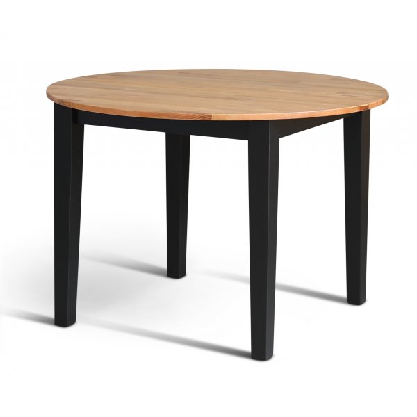 Dalsland spisegruppe: Rundt bord i Eik/Sort med 4 gule stokkstoler Dalsland spisegruppe: Rundt bord i Eik/Sort med 4 gule stokkstoler