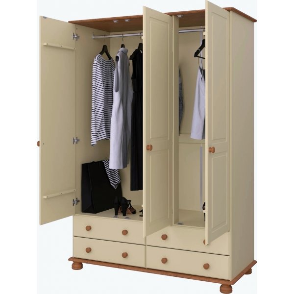 Richmond garderobeskap med 3 d�rer - Brun/kremhvit