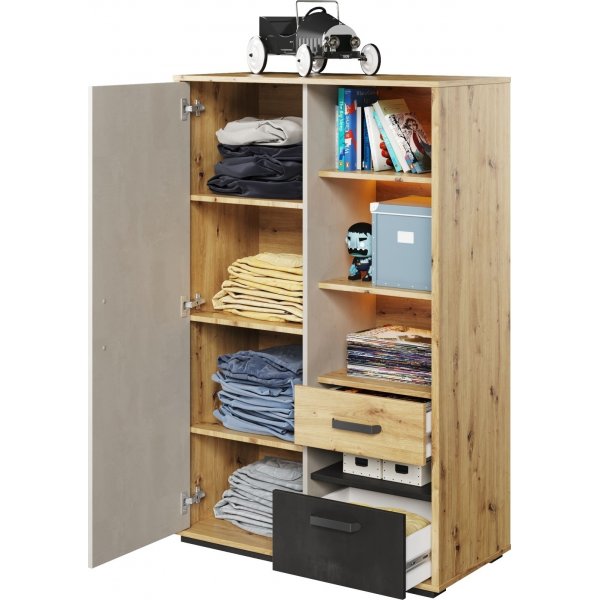 Qubic skap 90 cm - Artisan eik/grå/svart Qubic skap 90 cm - Artisan eik/grå/svart