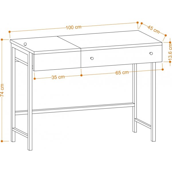 Pura skrivebord Eik/svart - 100 x 45 cm