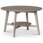 Bridge rundt salongbord med hylle 80 cm - Whitewash