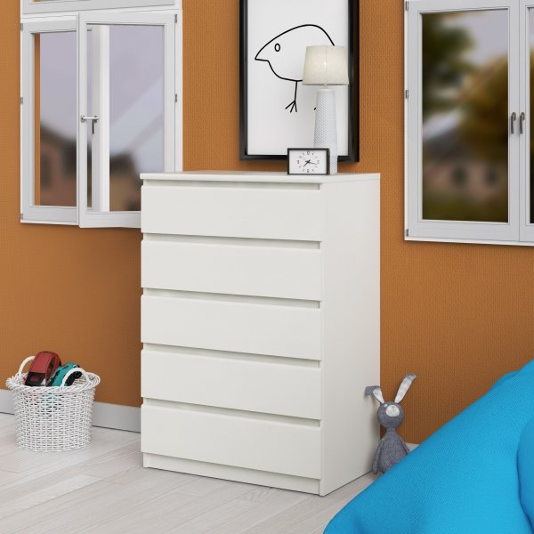 Naia kommode med 5 skuffer - Hvit boks Naia kommode med 5 skuffer - Hvit boks