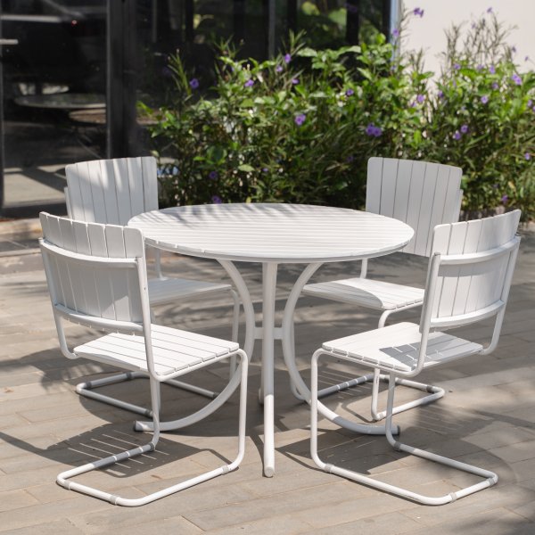 Holm spisebord med 4 stoler - Hvit