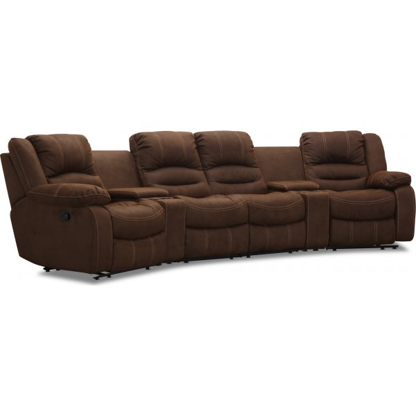Cinema elektrisk 4-seters sofa med justerbar nakkestøtte - Brun Cinema elektrisk 4-seters sofa med justerbar nakkestøtte - Brun