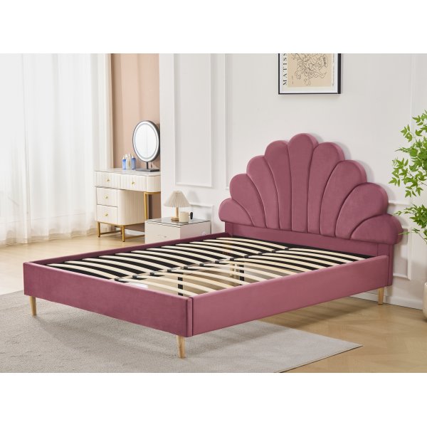 Saga sengeramme med sengegavl 160 x 200 cm - Rosa flyel