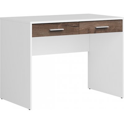 Nepo Plus skrivebord med 2 skuffer 100 x 59 cm - Hvit/mrk eik