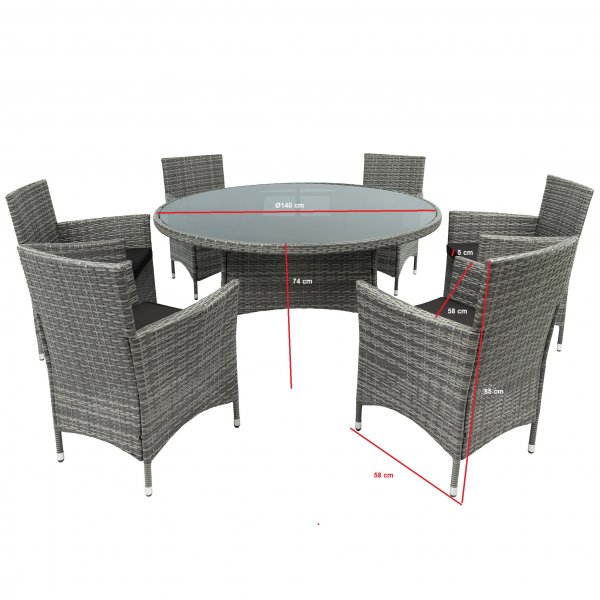 Spisesett Tylösand rundt bord med 6 stoler Spisesett Tylösand rundt bord med 6 stoler