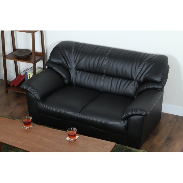 Sofa 2-seter svart kunstskinn - Dominic