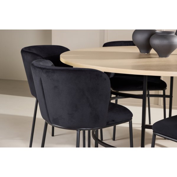 Spisebord Copenhagen med 6 Edina stoler - Sort/hvitkalket Spisebord Copenhagen med 6 Edina stoler - Sort/hvitkalket