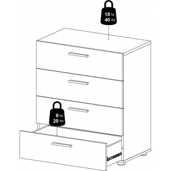 Pepe bred kommode med 4 skuffer - Sort Pepe bred kommode med 4 skuffer - Sort