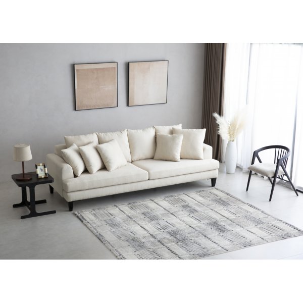 Sofa beige 4-seter med løse puter - Remy Sofa beige 4-seter med løse puter - Remy