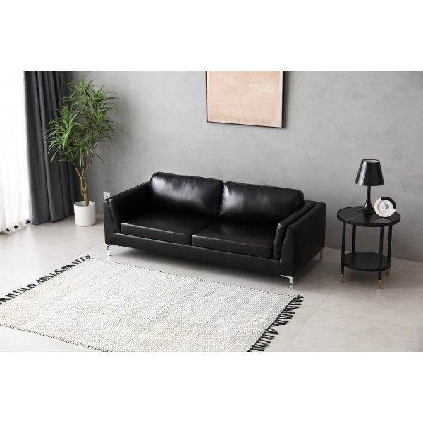 Sofa 3-seter sort PU - Cansas