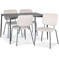 Lokrume spisegruppe med bord på 120 cm i betongimitasjon + 4 stk Lokrume beige stoler Lokrume spisegruppe med bord på 120 cm i betongimitasjon + 4 stk Lokrume beige stoler