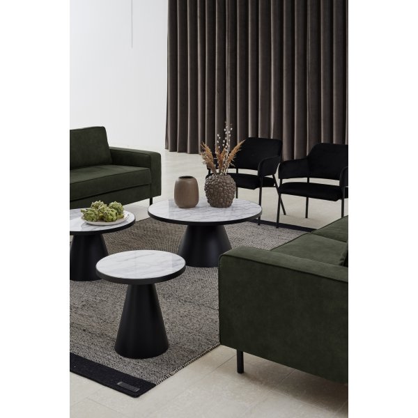 Soli salongbord 65 cm - Hvit marmor/svart