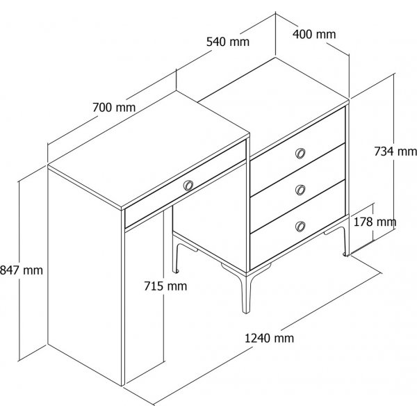 Lizbon toalettbord 124 x 40 cm - Valnøtt/svart Lizbon toalettbord 124 x 40 cm - Valnøtt/svart