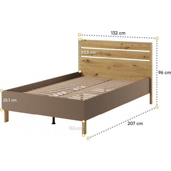 Lenny sengeramme 120 x 200 cm - Artisan eik/beige/tr�ffel