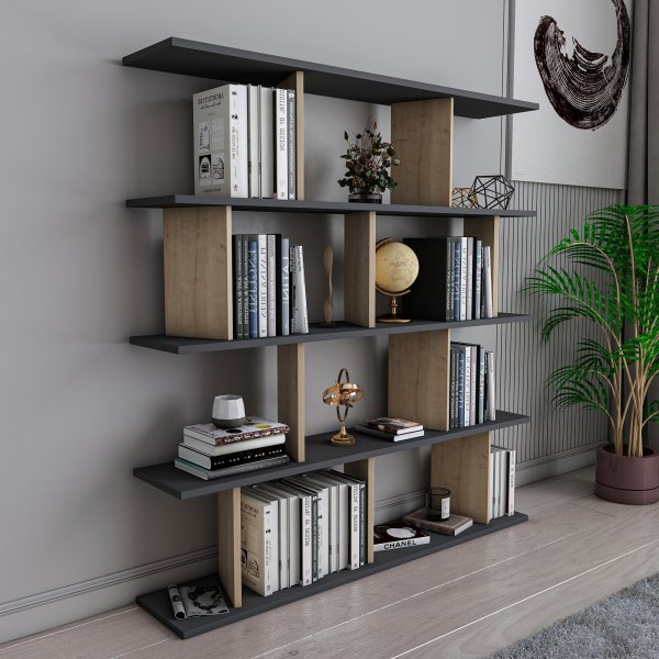 Jorin bokhylle - Antrasitt/eik Jorin bokhylle - Antrasitt/eik