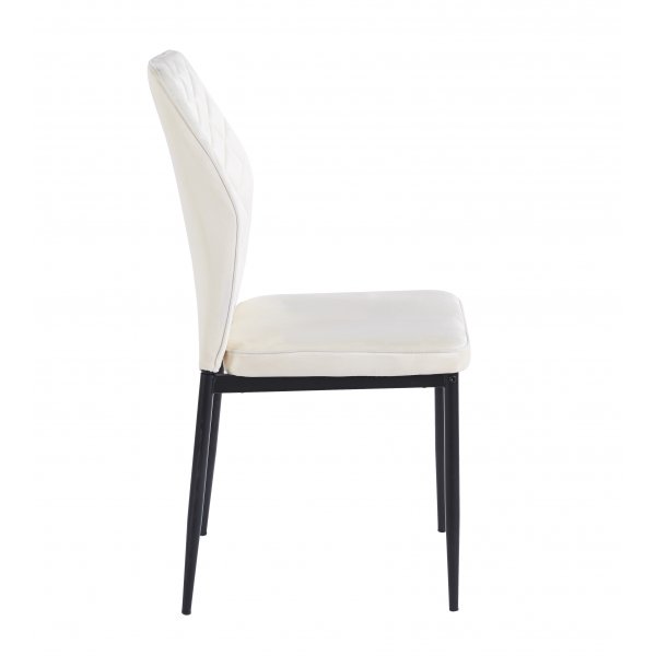 Inez spisestol i beige flyel med svarte ben