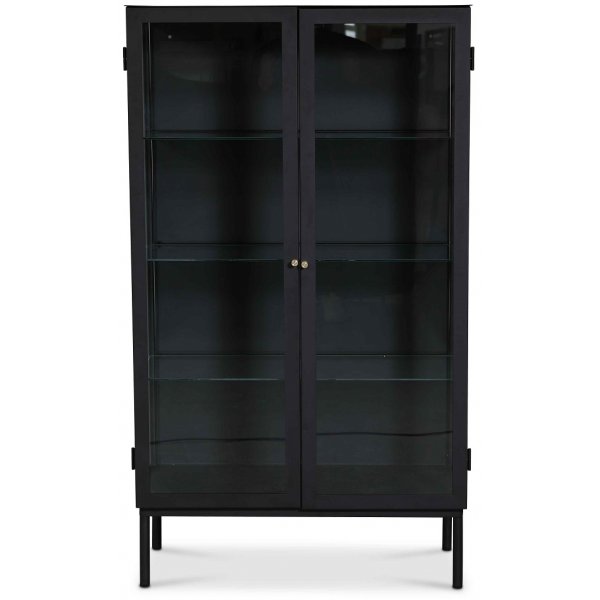 Cliff vitrineskap i metall (highboard) - Svart / Klarglass
