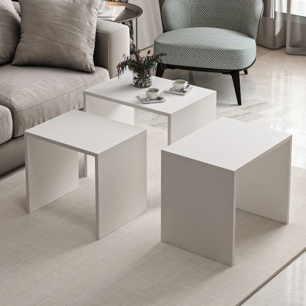 Nebes bord 45/50/55 x 36/38/40 cm - Hvit