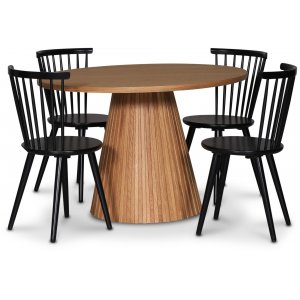 Cleo spisegruppe, rundt bord 110 cm, inkludert 4 stk. sorte Castor pinnestoler - Oljet eikefiner Cleo spisegruppe, rundt bord 110 cm, inkludert 4 stk. sorte Castor pinnestoler - Oljet eikefiner