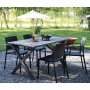 Spisegruppe Scottsdale: 150 cm grtt trebord inkludert 4 stk. Alafors stablebare karmstoler