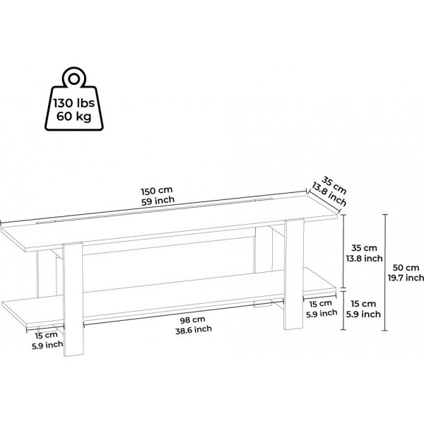 Bari media benk - Hvit/sonoma eik Bari media benk - Hvit/sonoma eik