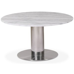 Next 85 rundt stuebord - Brstet stl / marmor (Vit)