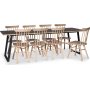 Edge 3.0 spisegruppe 240x90 cm inkludert 8 stk. hvitoljede Orust pinnestoler - svart hytrykkslaminat (HPL)