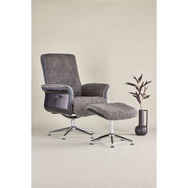 Lenestol med fotskammel - Grå - Hagön Lenestol med fotskammel - Grå - Hagön