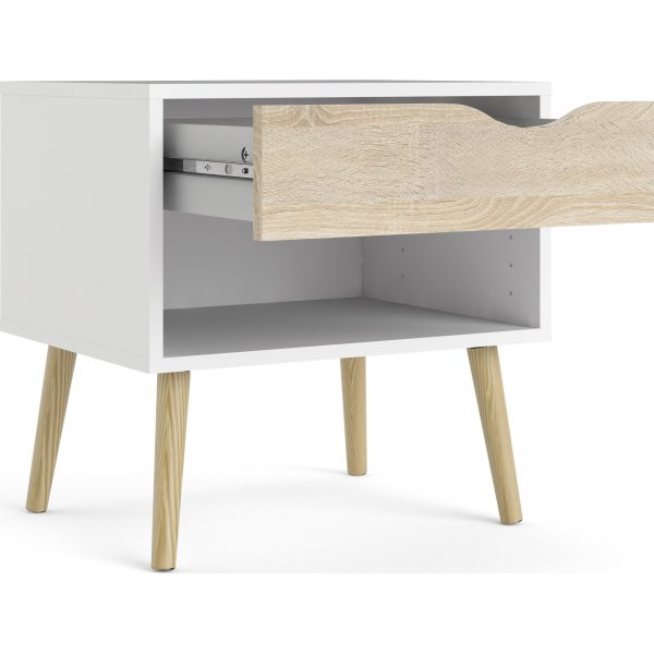 Oslo nattbord - Hvit/eik