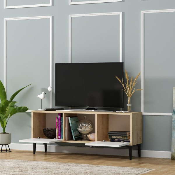 Parion mediebenk - Safir/eik/hvit Parion mediebenk - Safir/eik/hvit