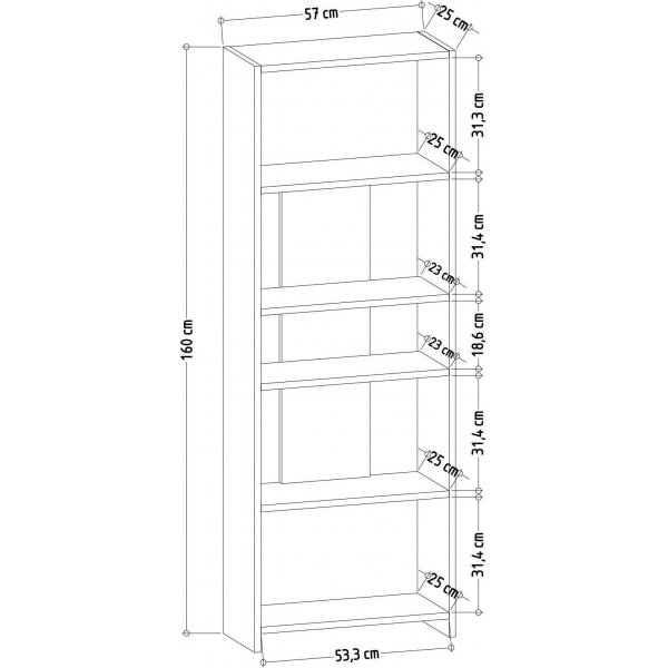 Dio bokhylle - Hvit/wenge