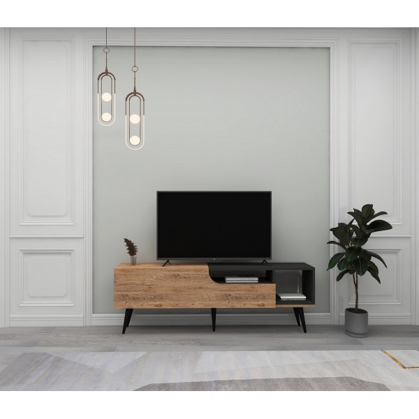 Akolut mediabenk - Furu/antrasitt Akolut mediabenk - Furu/antrasitt