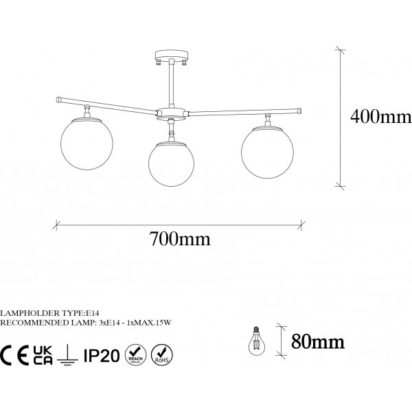 Atlas taklampe 10245 - Sort/antikk