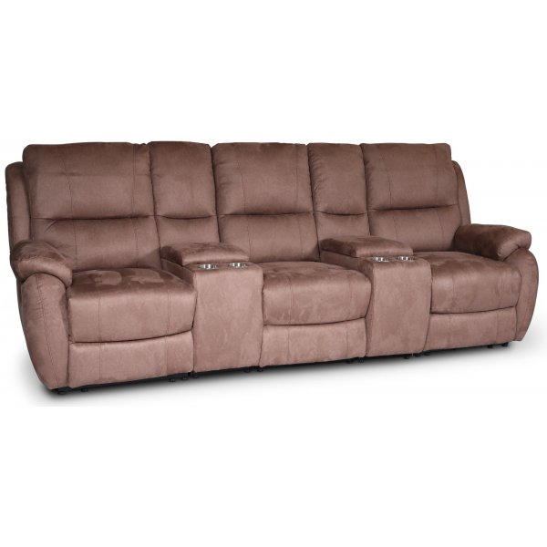 Enjoy Hollywood Biosofa - 3-seter recliner (el) i brunt mikrofiber Enjoy Hollywood Biosofa - 3-seter recliner (el) i brunt mikrofiber